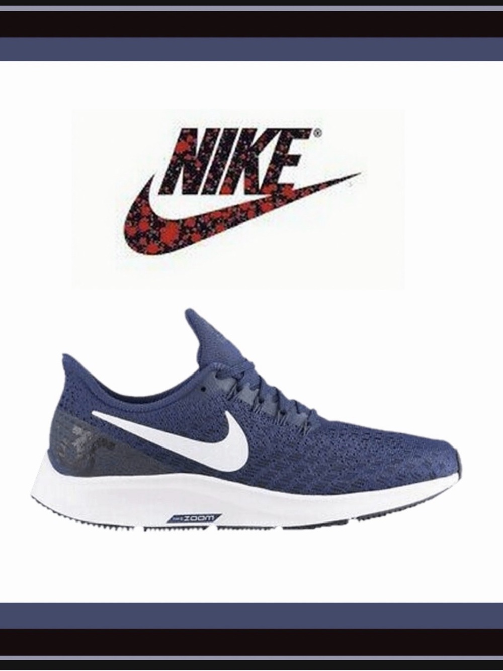 Nike Navy and White Pegasus 35 Running Shoes Size 10